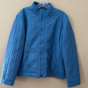 Talbots Petites Women’s Lightweight Quilted Full Zip Jacket, Blue, Large